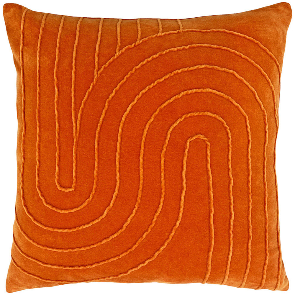 furn. Mangata Orange Square Geometric Pleat Cushion Image 1