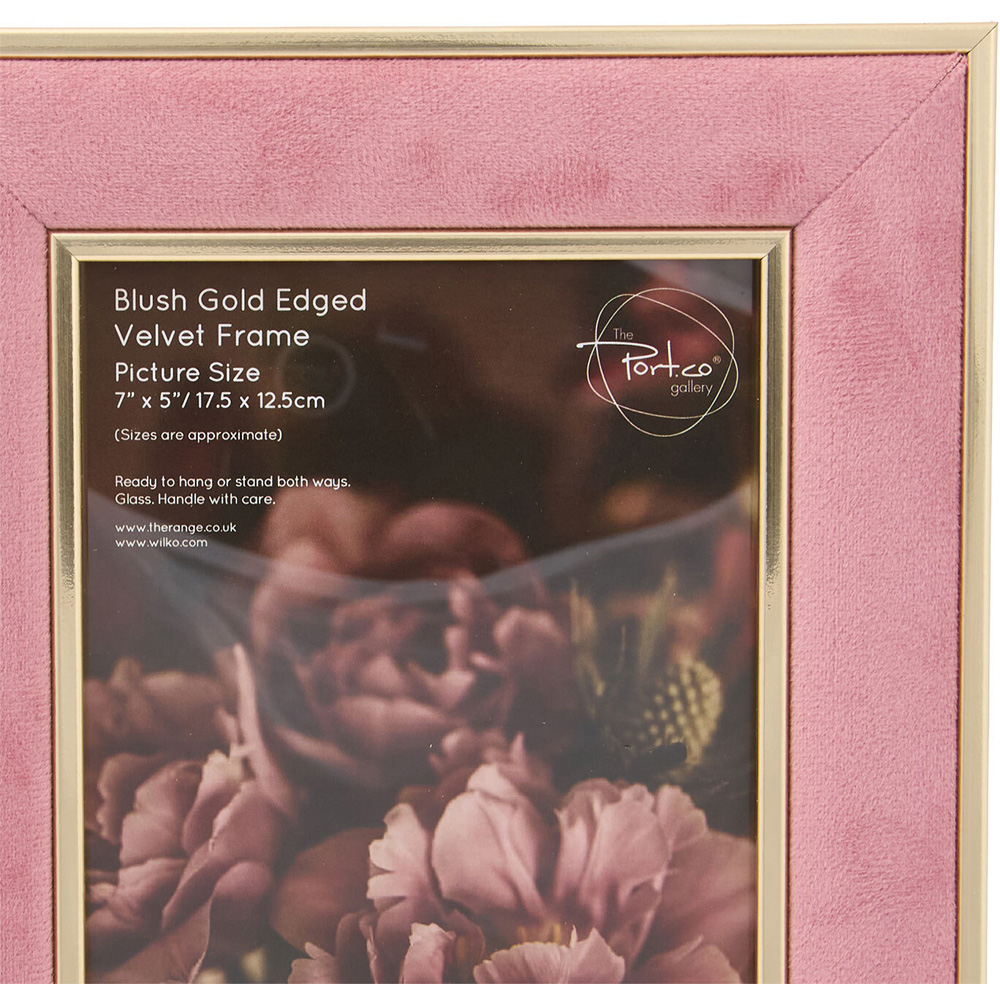 Gold Edged Velvet Photo Frame Blush 7 x 5 inch Image 4