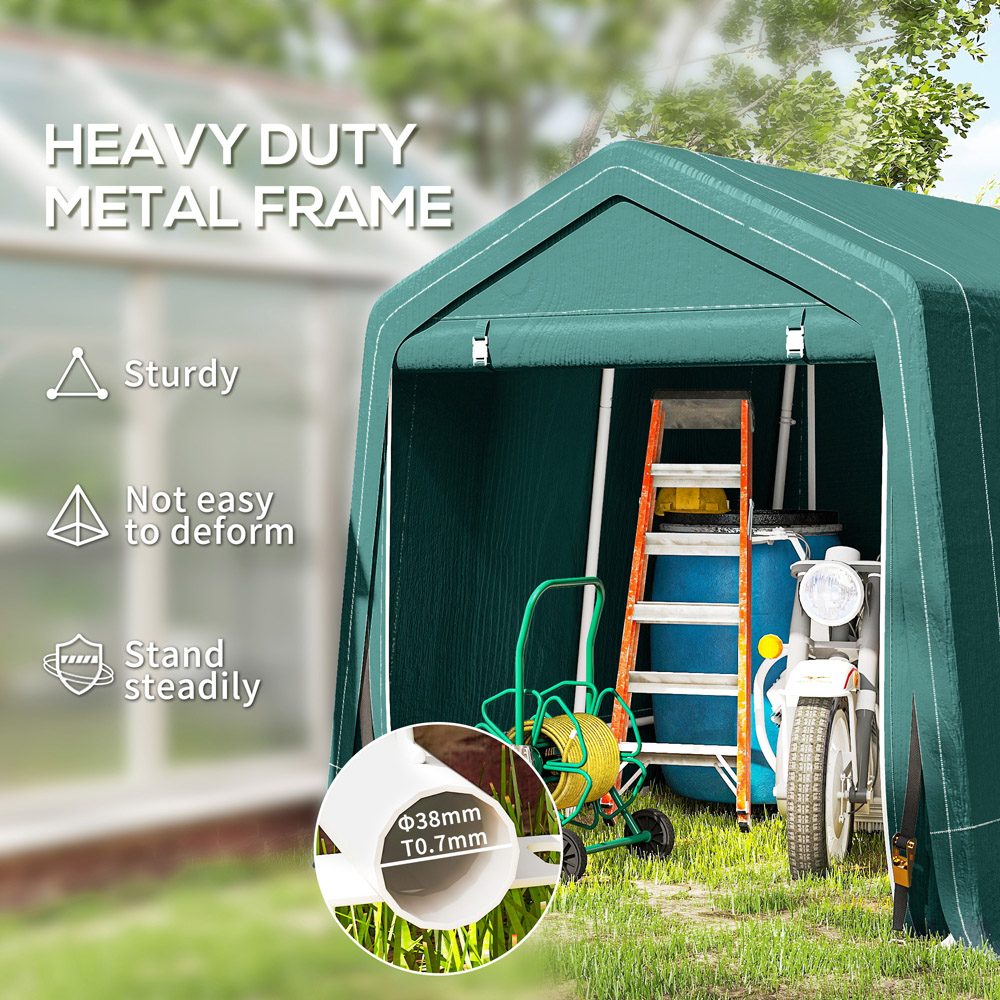 Outsunny 8 x 6.5ft Green Garden Storage Shed with Zipper Doors Image 3