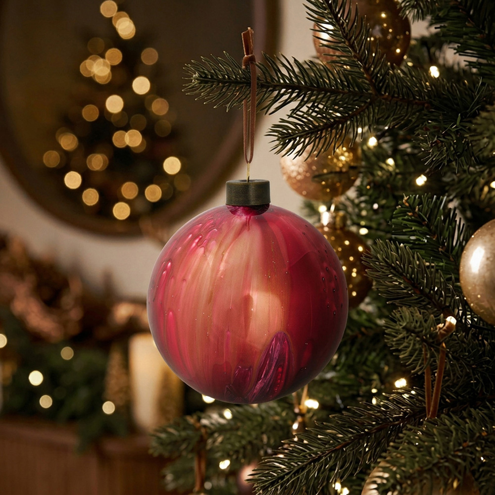 Copper Dipped Burgundy Bauble Image 2