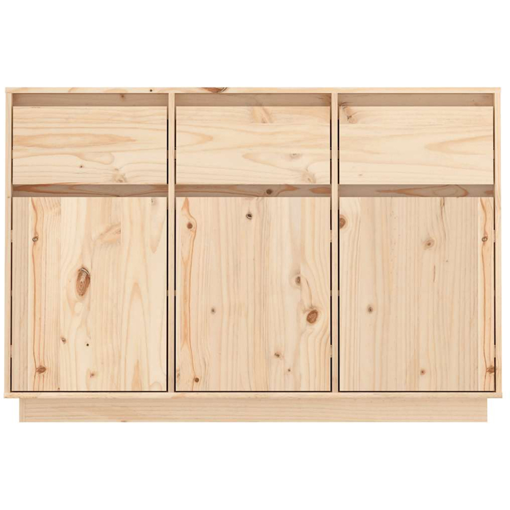vidaXL 3 Door 3 Drawer Natural Solid Pine Wood Sideboard Image 3