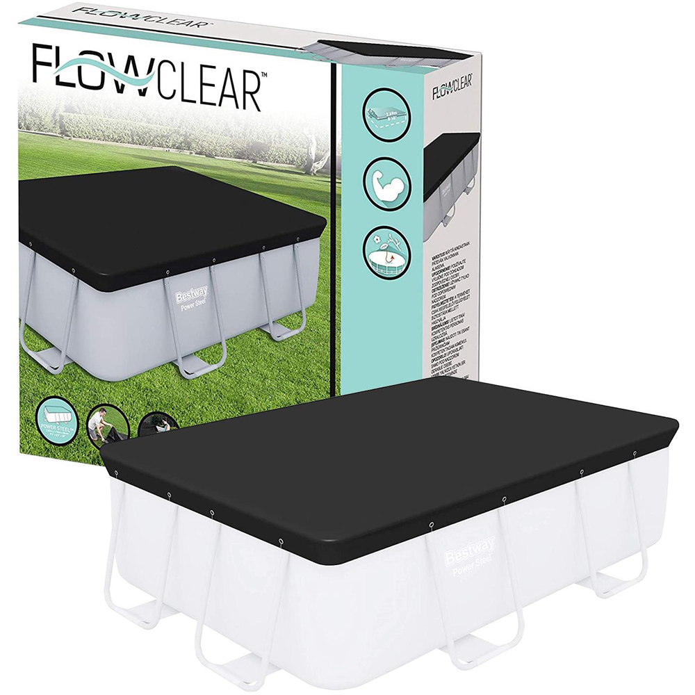 Bestway Flowclear Black Power Steel PVC Rectangular Pool Cover 179 x 269cm Image 3