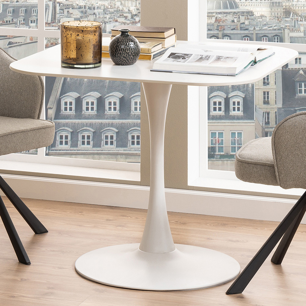 Florence Malta Ceramic Round Dining Table White Image 1