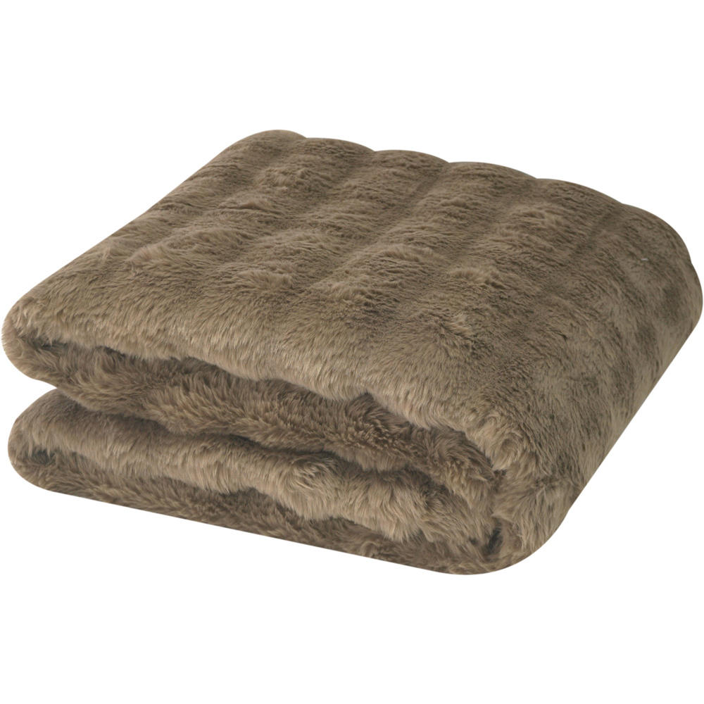 Electric Faux Fur Heated Throw Mocha Image 3