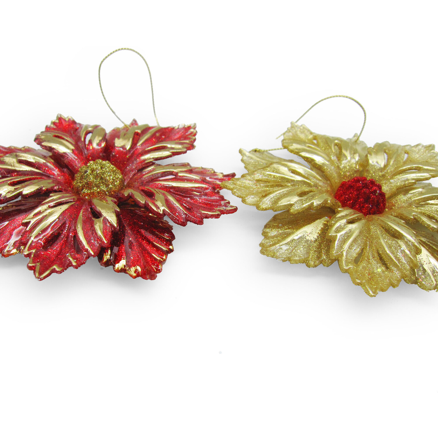 Glitter Pointsettia Hanging Decoration Image 6
