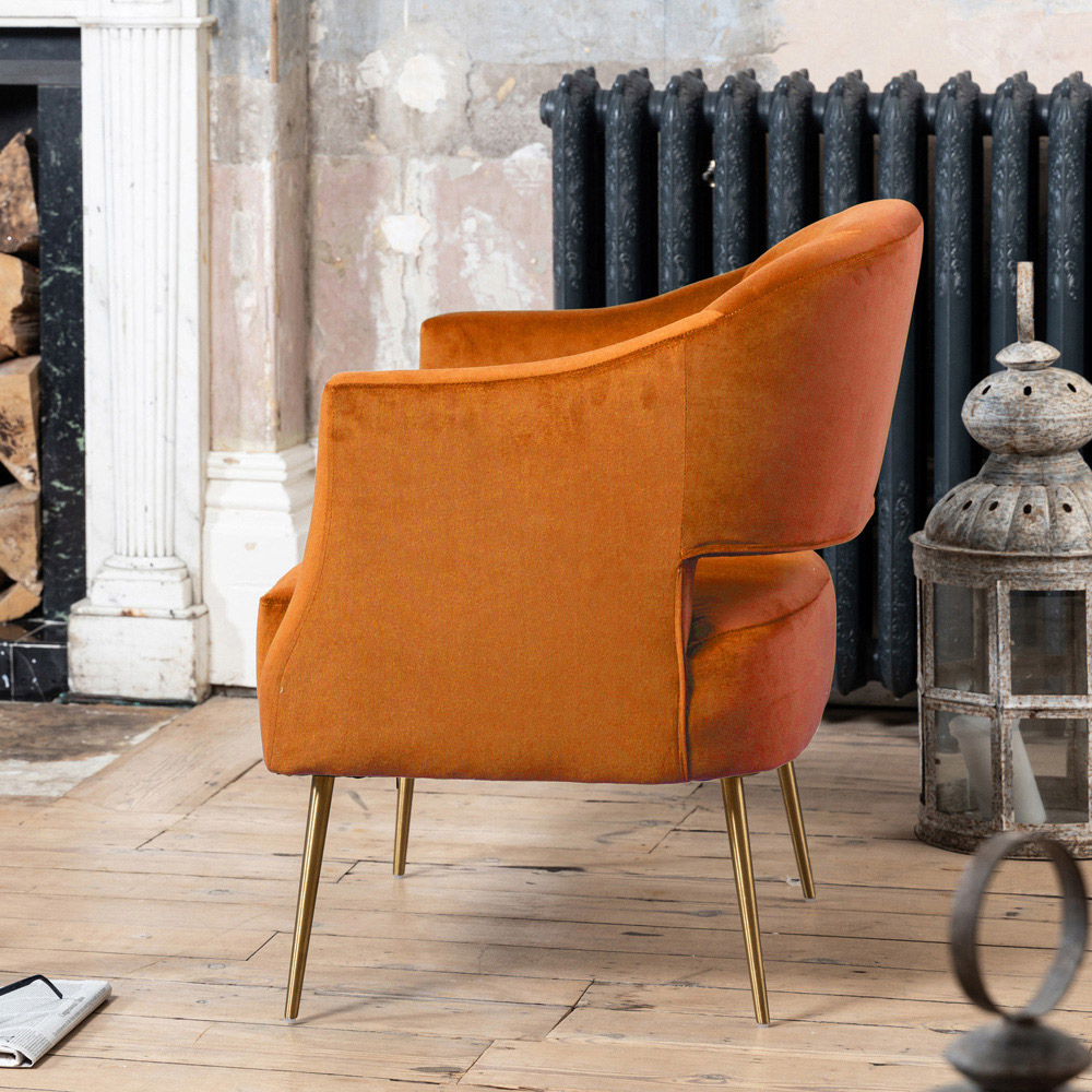 Artemis Home Hobson Orange Velvet Accent Chair Image 2