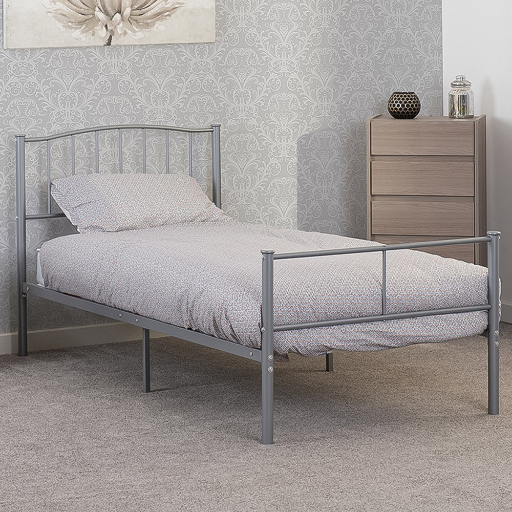 Seconique Newton Single Silver Bed Frame Image 1