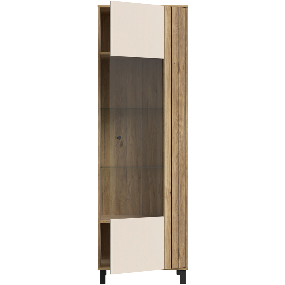 Florence Grafton Single Door Cream and Oak Glass Display Cabinet Image 5