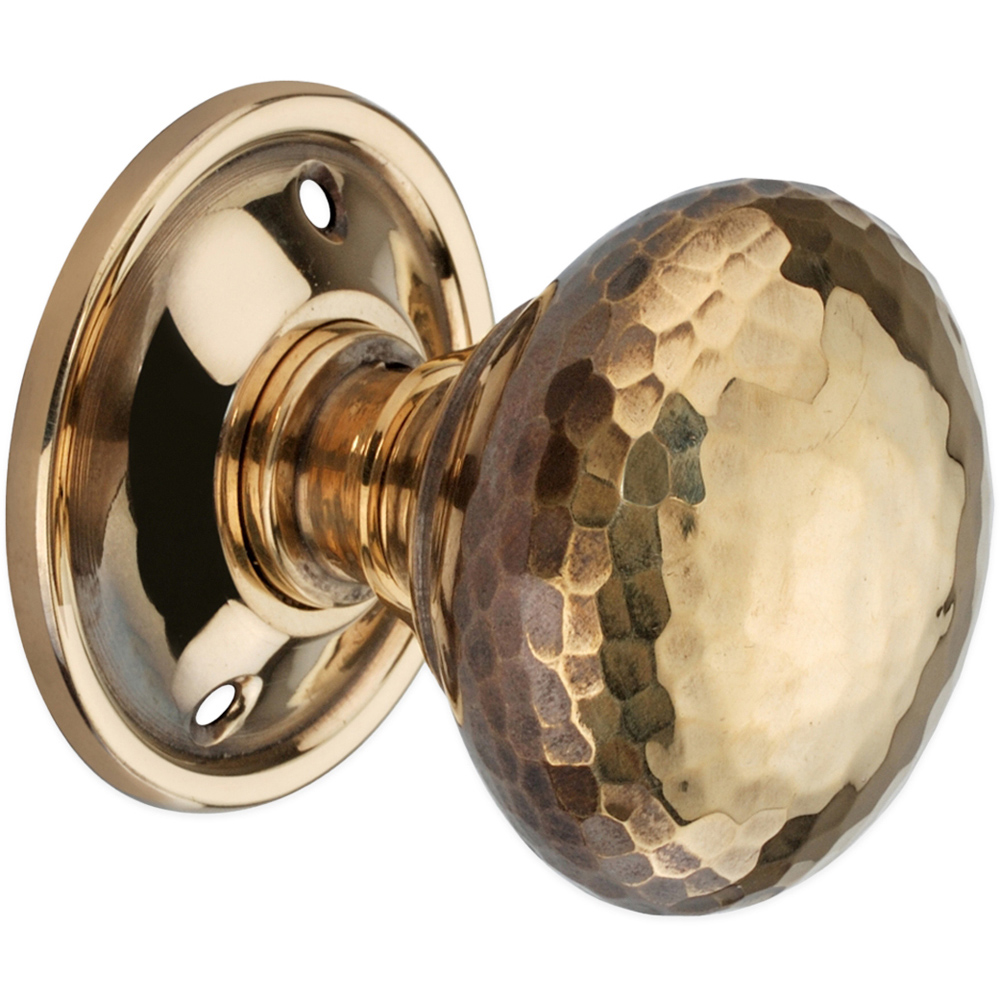 Spira Brass Aged Brass Hammered Mushroom Rim and Mortice Door Knob 2 Pack Image 3