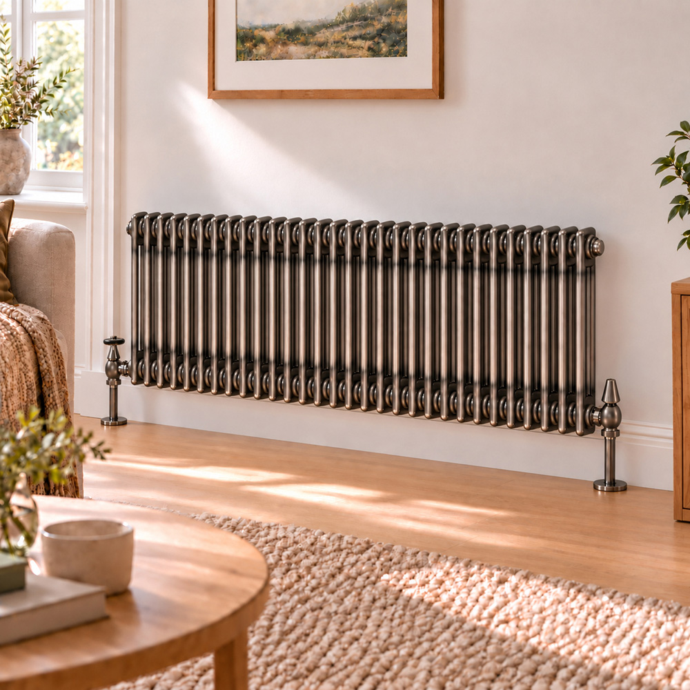 Go Bathrooms Clarence Raw Metal 2 Column 30 Section Radiator 400 x 1370mm Image 2