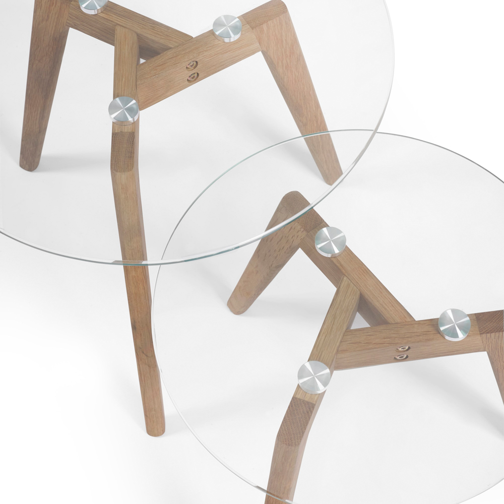 Julian Bowen Bryant Oak Base and Tempered Glass Nest of Tables Set of 2 Image 5