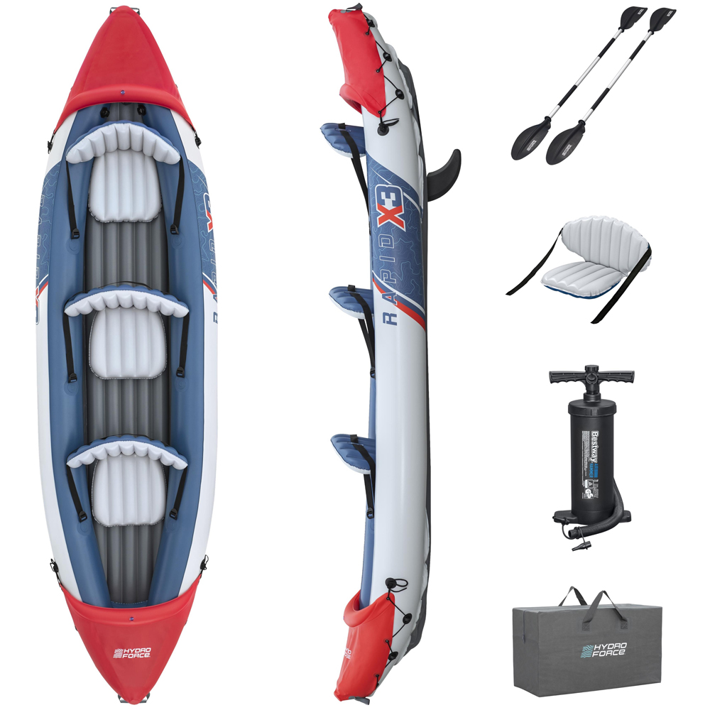Bestway Hydro Force Rapid X3 3 Person Inflatable Kayak Set Image 3