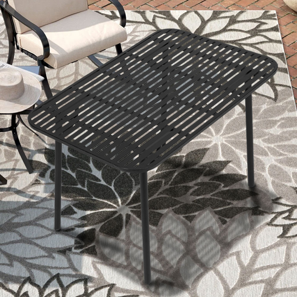 Living and Home Black Rectangular Outdoor Garden Metal Table Image 7