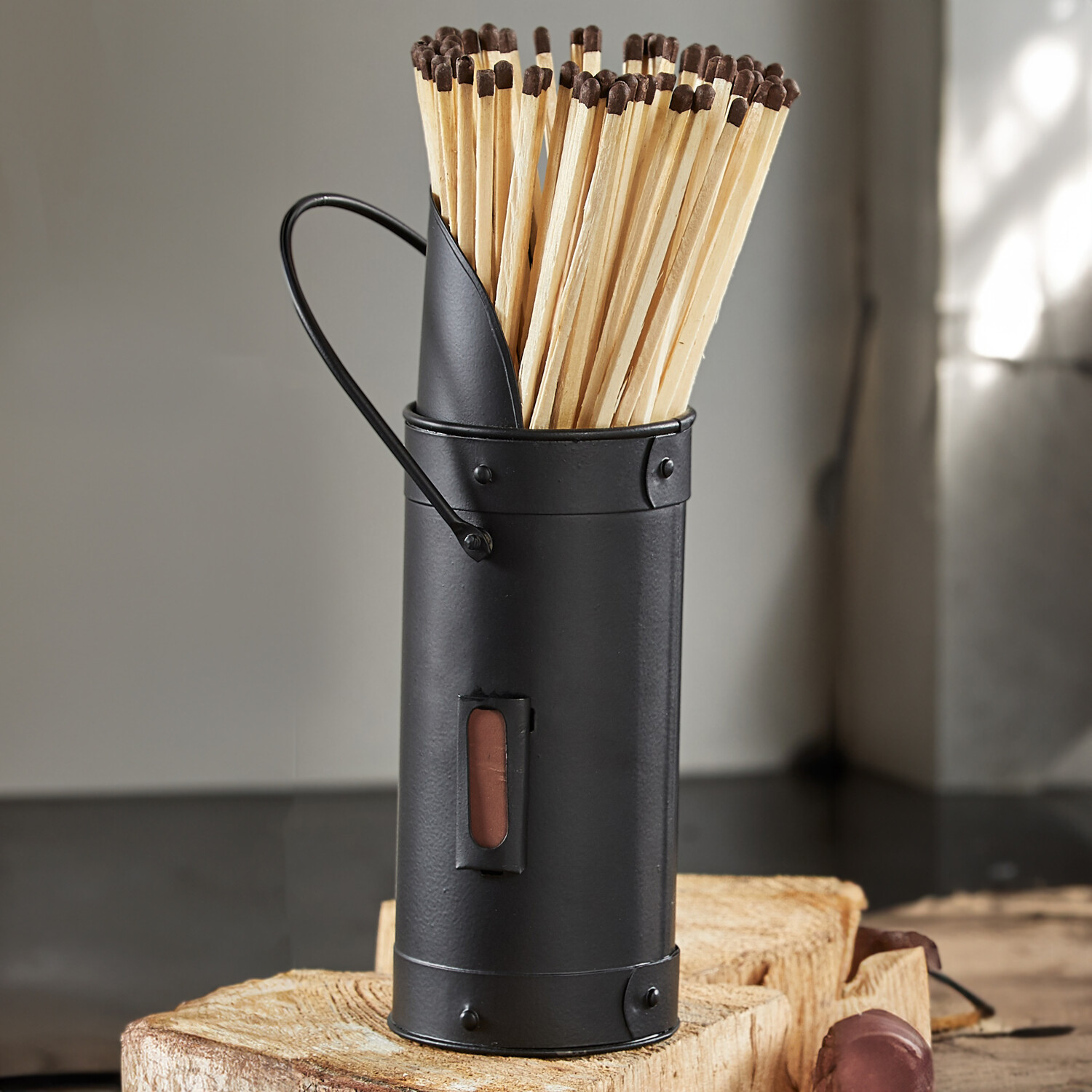 Match Holder with Long Matches - Black Image 2