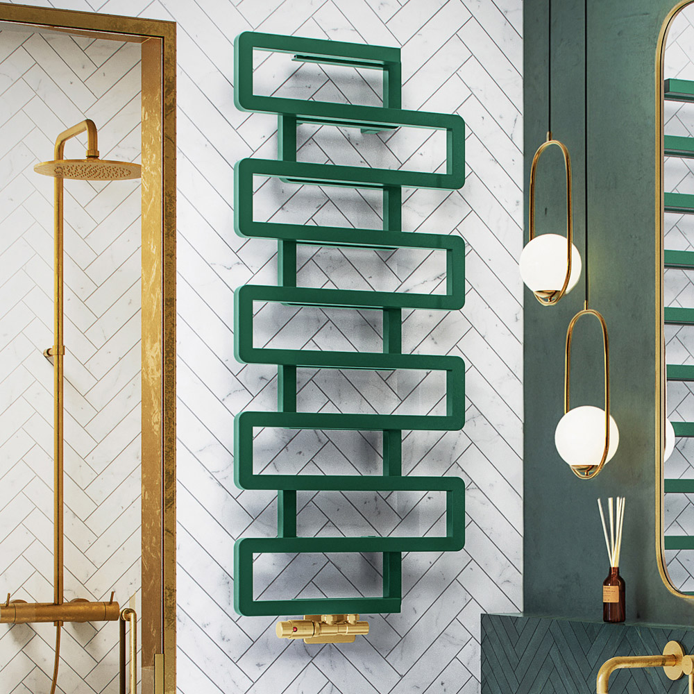 Terma Bookie Matt Green Heated Towel Rail 1155 x 500mm Image 2