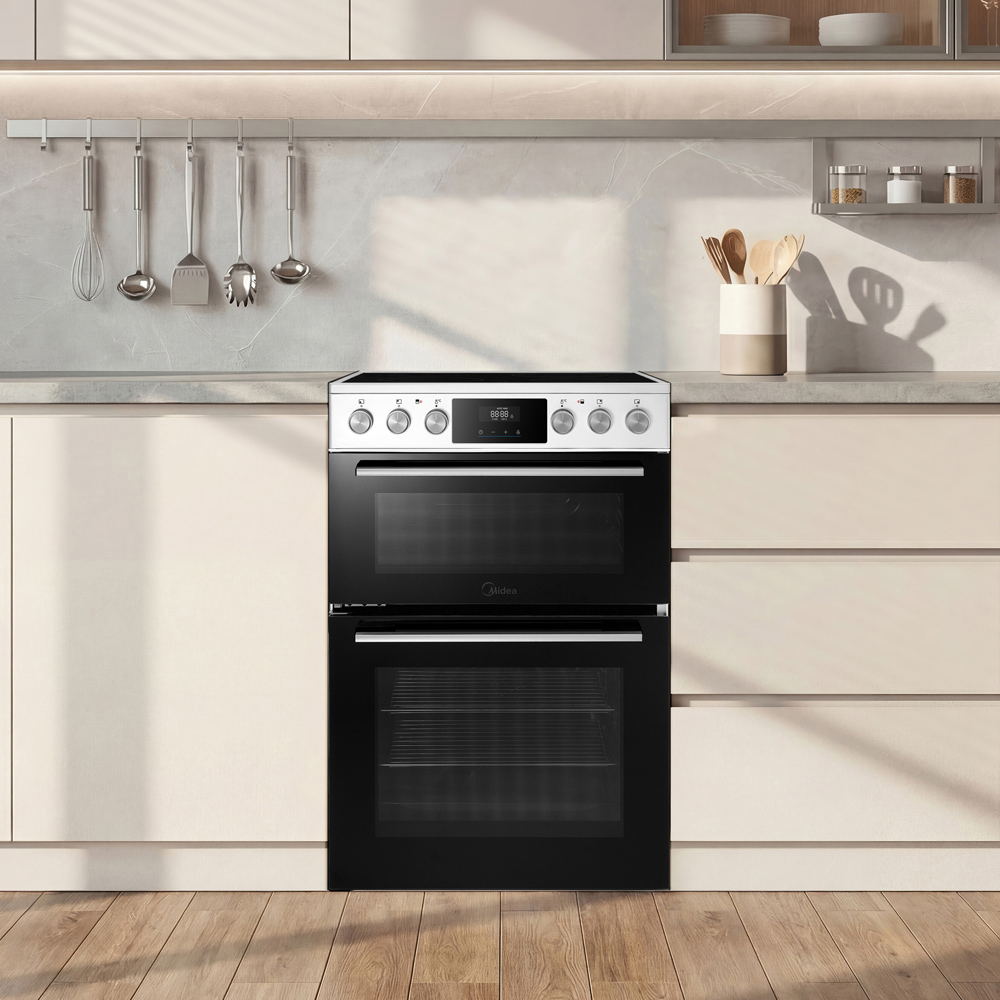 Midea MFO24EME4R118-WH White 60cm Double Oven Freestanding Cooker with Ceramic Hob Image 2