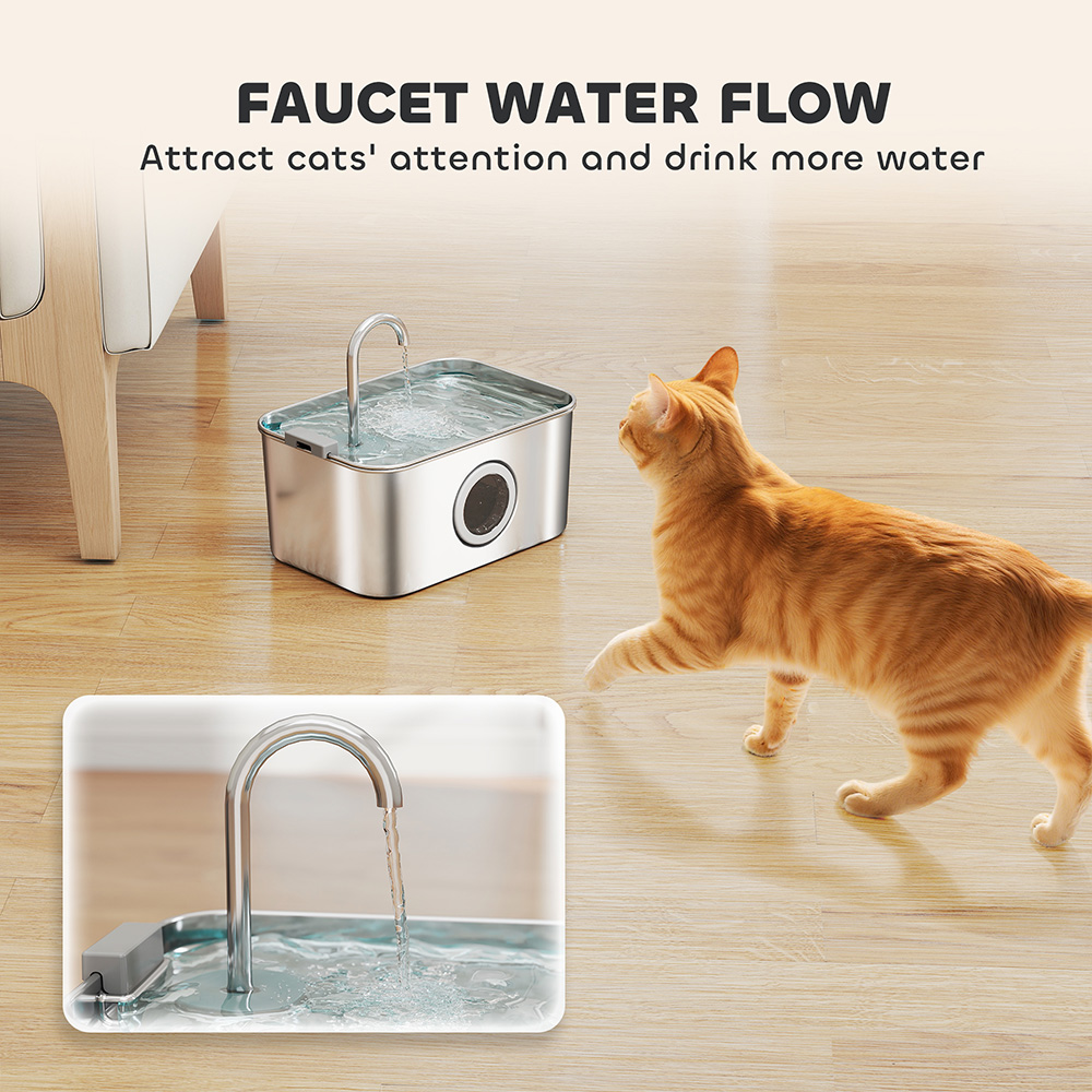 PawHut 3.2L Stainless Steel Cat Water Fountain Image 5