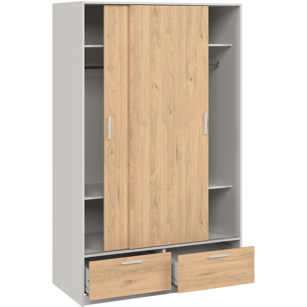 Florence Line 2 Door 2 Drawer White and Jackson Hickory Oak Wardrobe Image 4