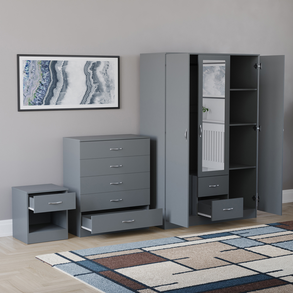 VIDA DESIGNS Riano Grey 3 Piece Bedroom Furniture Set Image 4