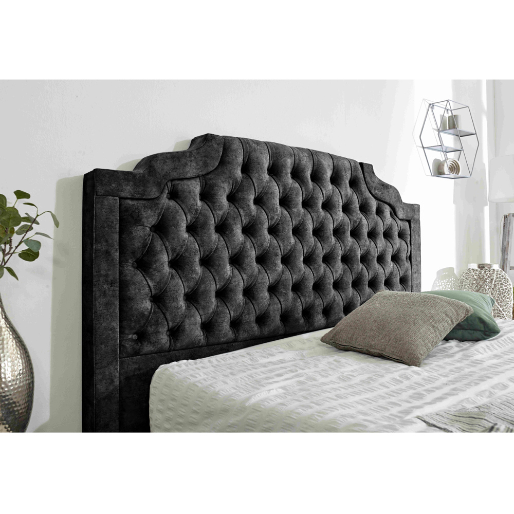 Eleganza Ryker Single Granite Oakland Fabric Bed Frame with Chesterfield Headboard Image 2