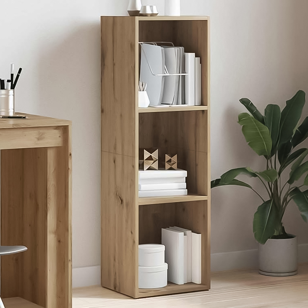 vidaXL 3 Shelf Artisanal Oak Bookcase Image 1