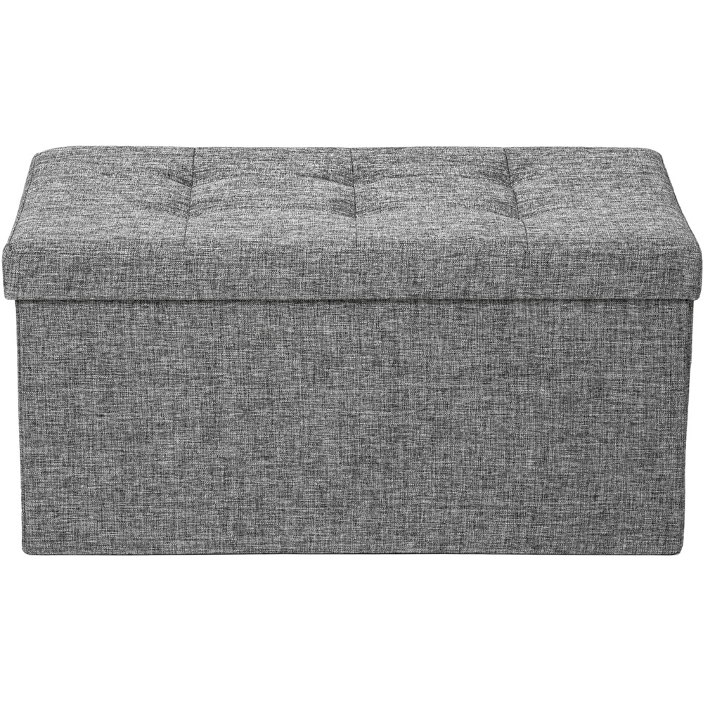tectake Light Grey Foldable Padded Stool with Storage Image 3