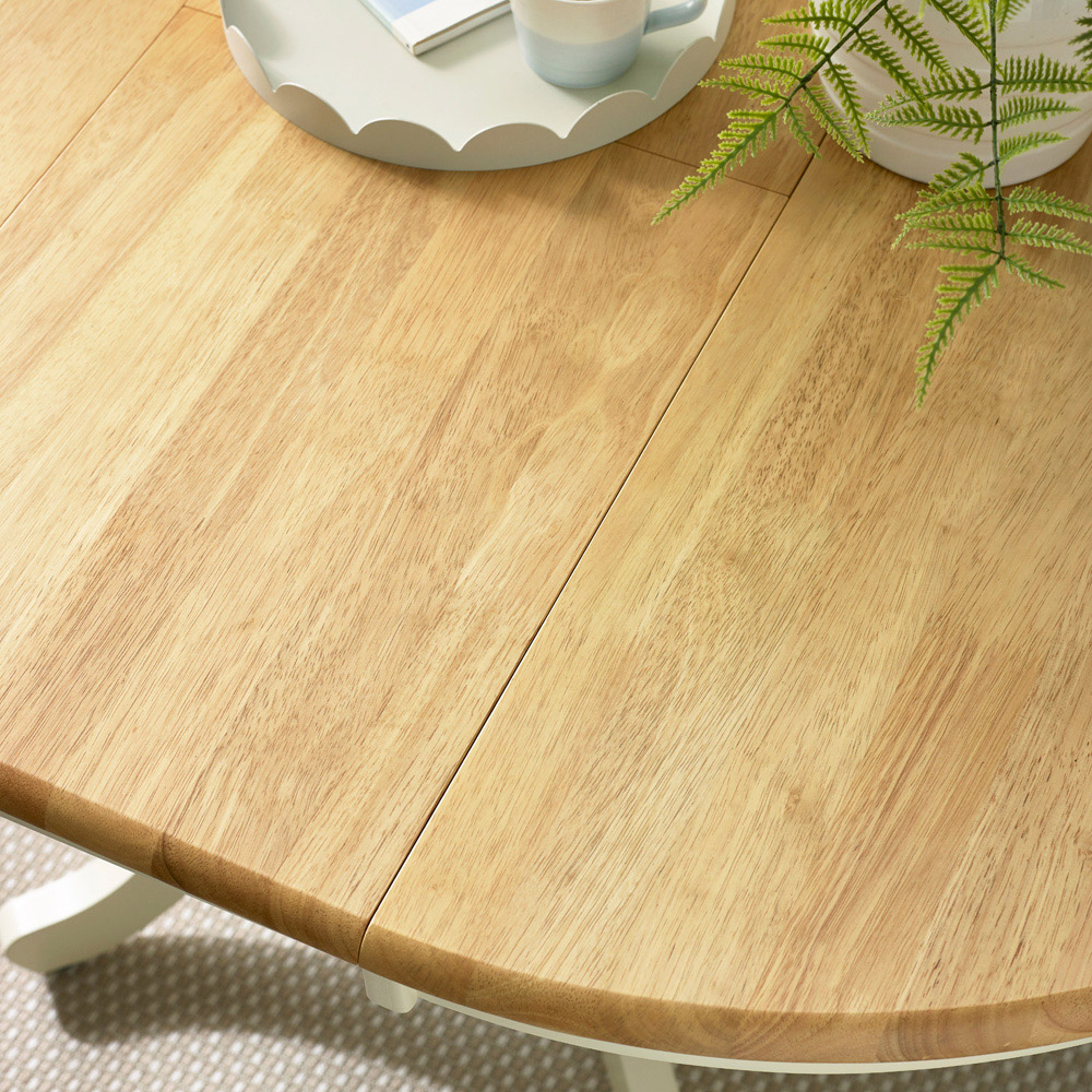 Furniturebox Fowey Kennsington 4 Seater Wooden Extending Dining Set Cream and Oak Effect Image 2