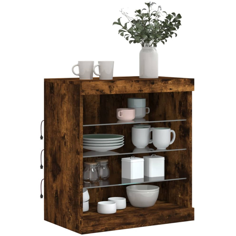 vidaXL 4 Shelf Smoked Oak Sideboard with RGB LED Lights Image 4