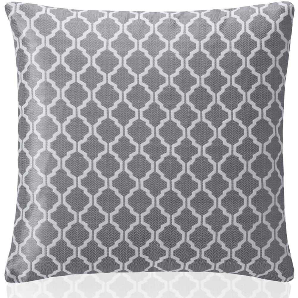 Alan Symonds Silver Jacquard Weave Geometric Cushion with Polyester Filled Pad 45 x 45cm 4 Pack Image 2