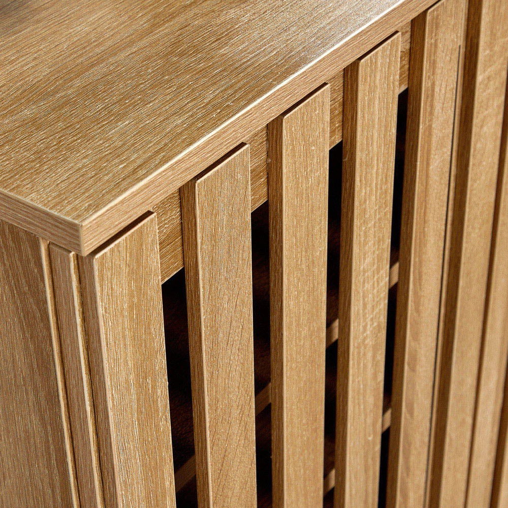 Home Source Halden 3 Door Oak Shoe Cabinet with Adjustable Shelves Image 3