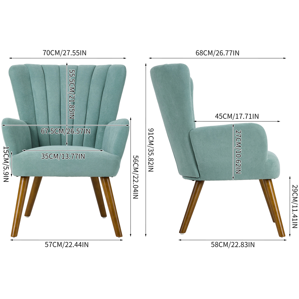 Living and Home Green Velvet Vertical Stripe Backrest Accent Chair Image 9