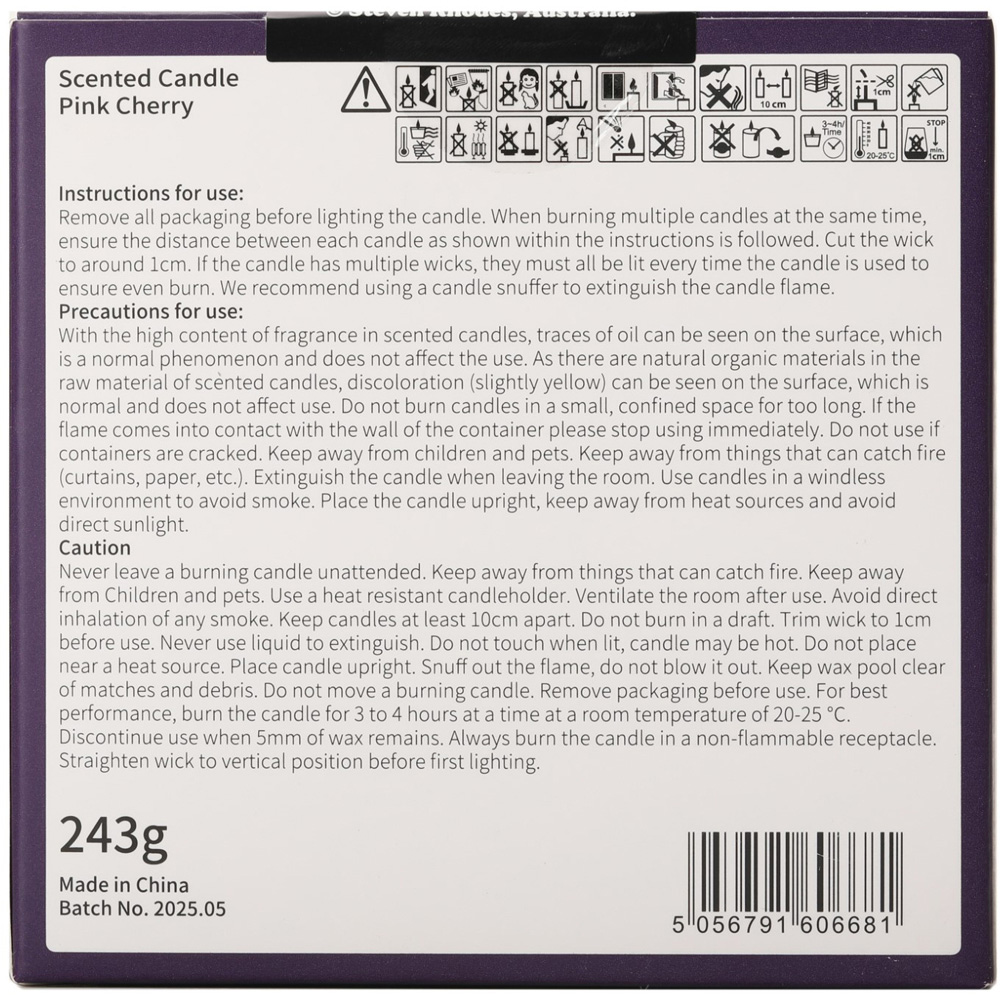 Steve Rhodes Love You To Death Pink Cherry Scented Candle with Purple Mug Image 6