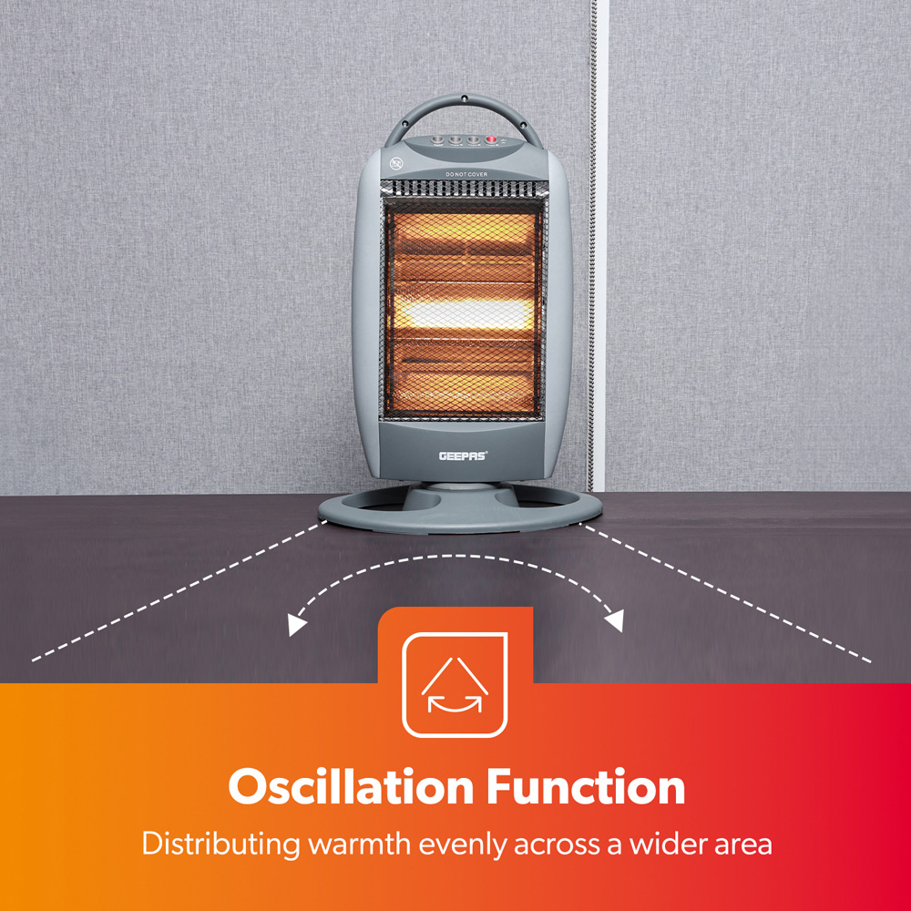 Geepas Grey Energy Efficient Halogen Heater 1200W Image 4