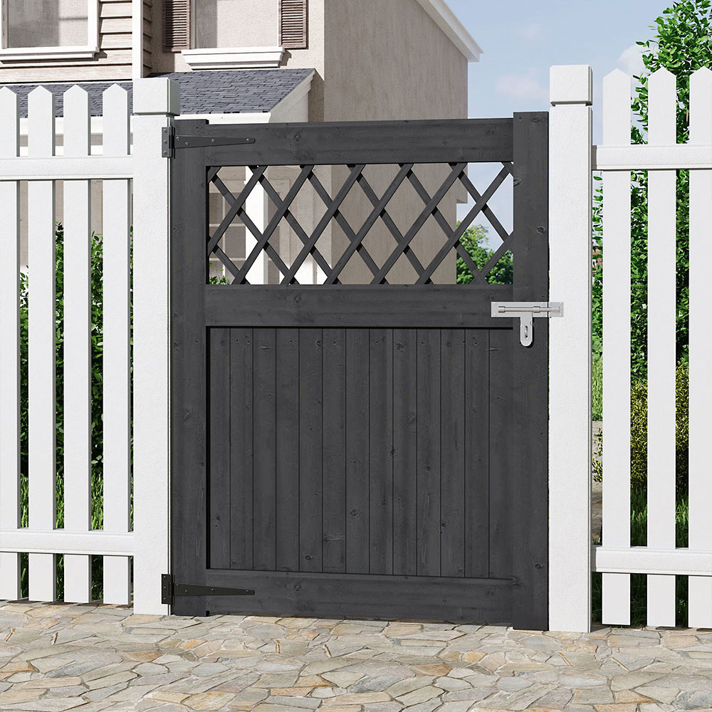 Living and Home Rhombus Wooden Garden Fence Gate with Latch 120 x 90cm Image 6