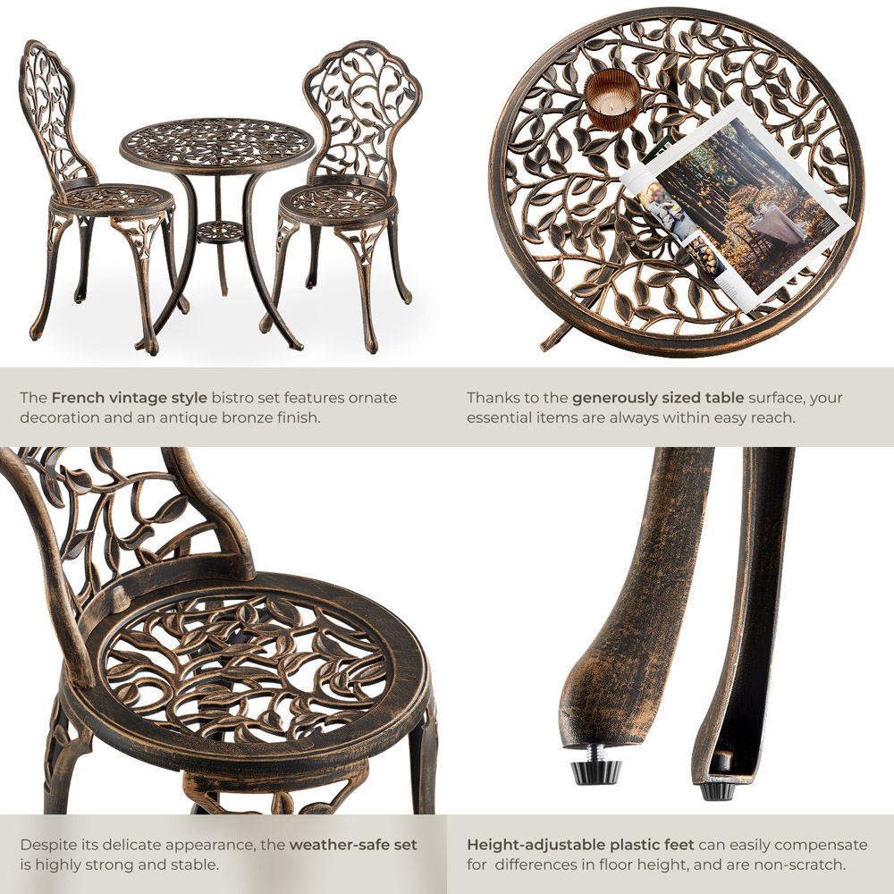 tectake 2 Seater Vintage Bronze Look Garden Furniture Set Image 5