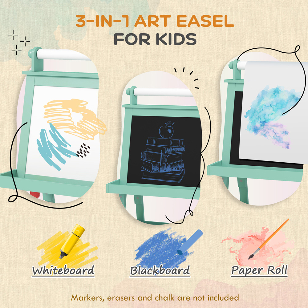 Tommy Toys Kids Green Double Sided Art Easel with Paper Roll Image 4