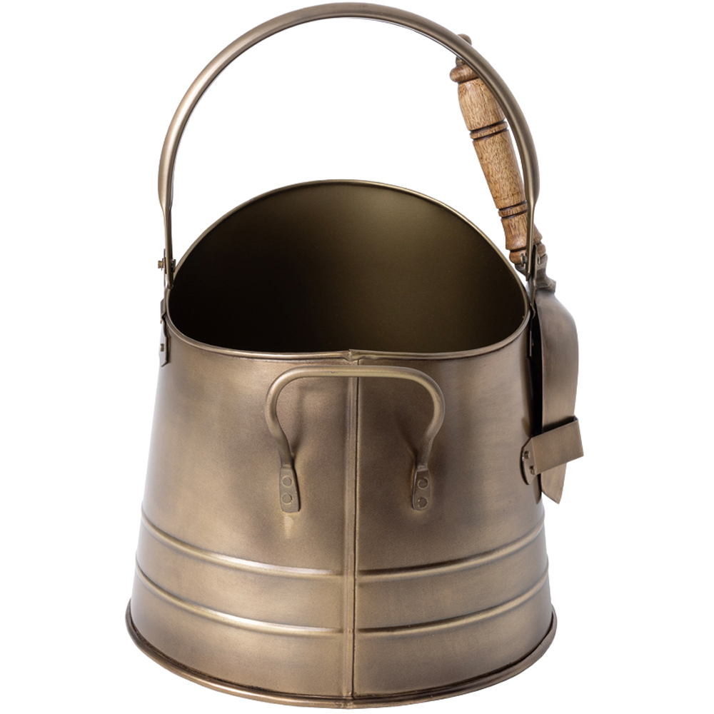 Charles Bentley Snug Alder Antique Gold Coal Bucket with Shovel Image 5