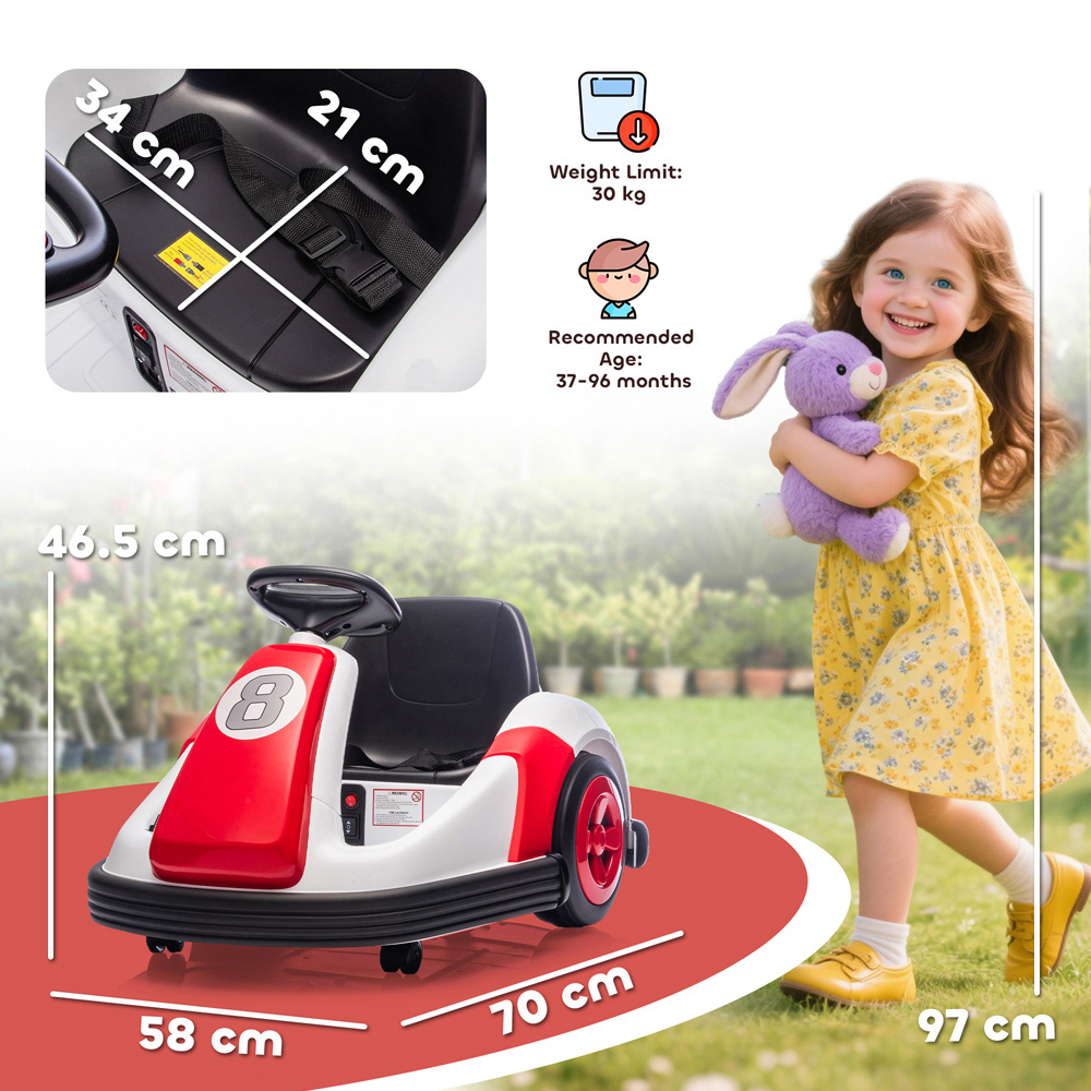 Tommy Toys Kids Red 360 Degree Rotating Ride On Bumper Car with Safety Belt Image 9