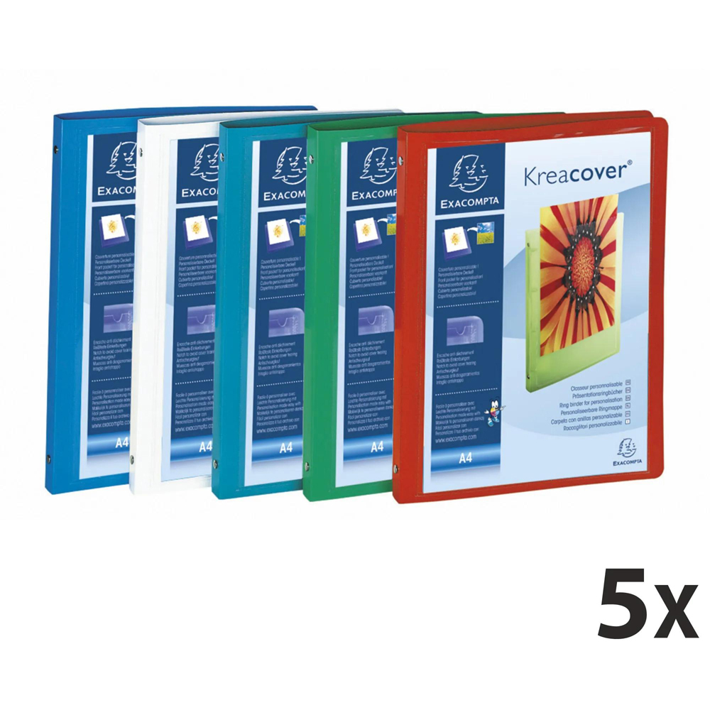 Exacompta KreaCover Assorted Colour A4 4 Ring Binder 20 Pack Image 7