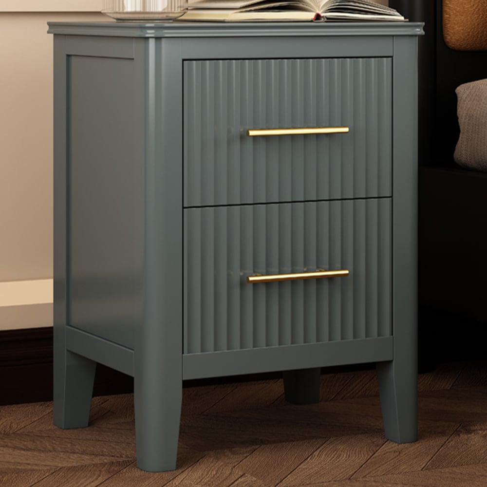 Fregona 2 Drawer Grey Bedside Table Image 1
