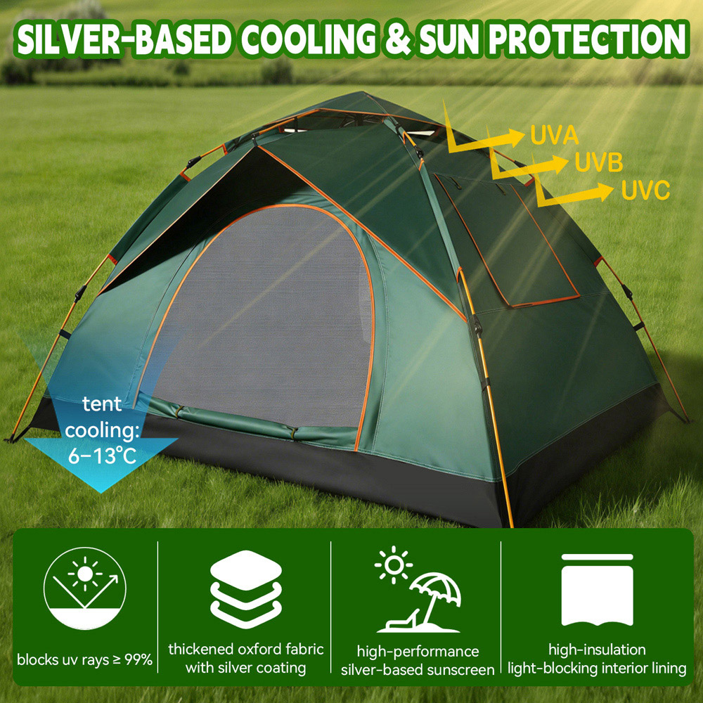 Willowmare 1-2 Person Waterproof Backpacking Camping Tent Green Image 6