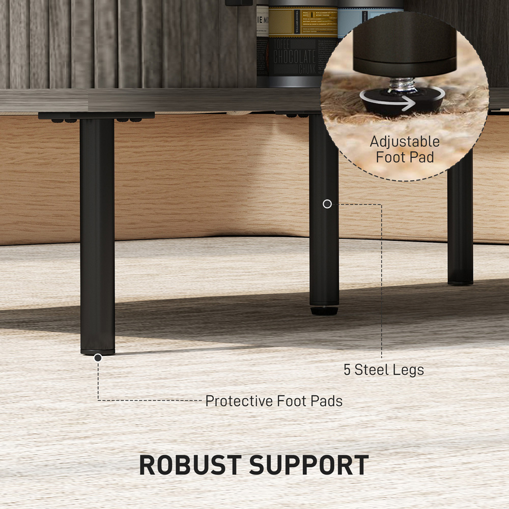 HOMCOM 2 Door Grey Coffee Table with Sliding Doors Image 7