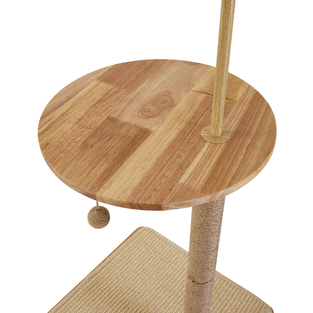 H&O Direct 164cm Natural Scratching Post Cat Tree with LED Floor Lamp Image 6