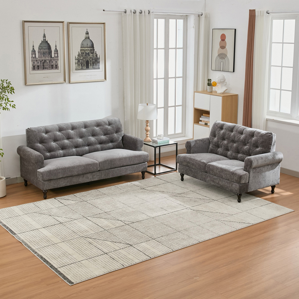 Furniture One 5 Seater Grey Mid Century Sofa Set Image 3