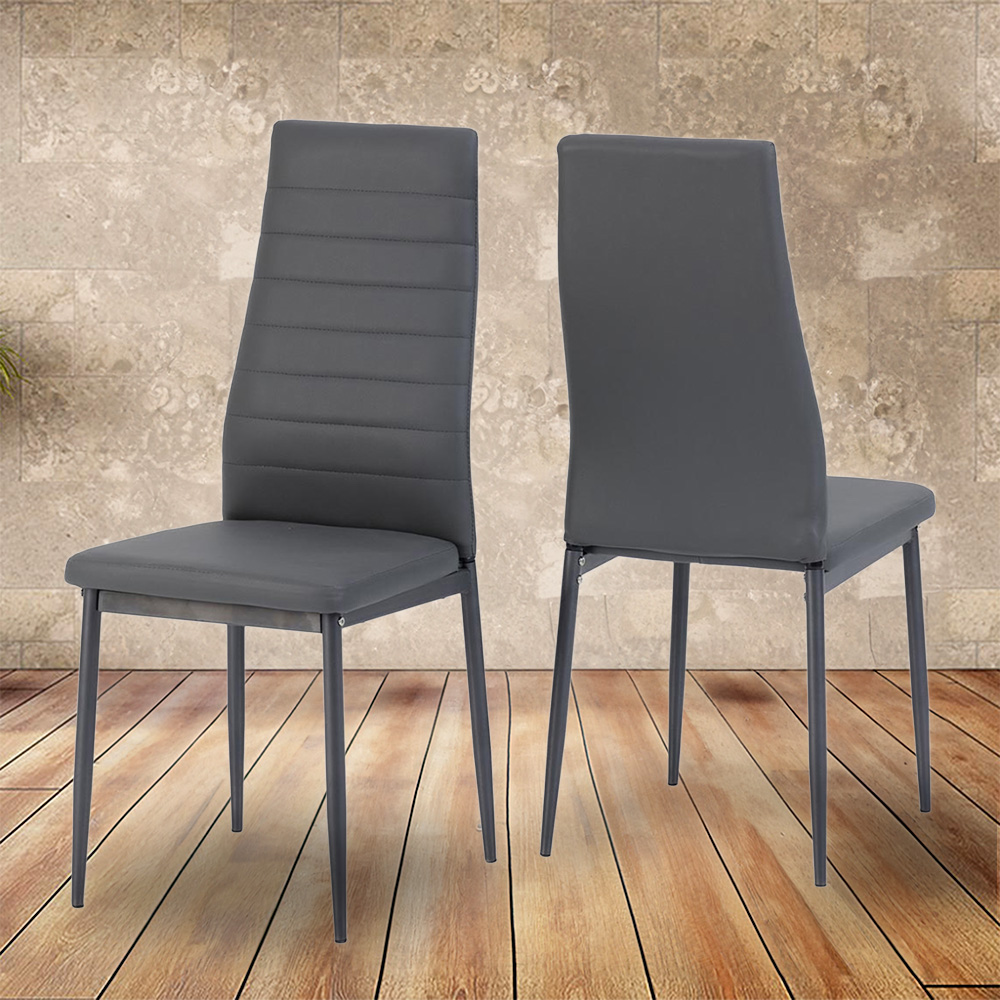 Seconique Abbey Set of 2 Grey PU Dining Chair Image 1