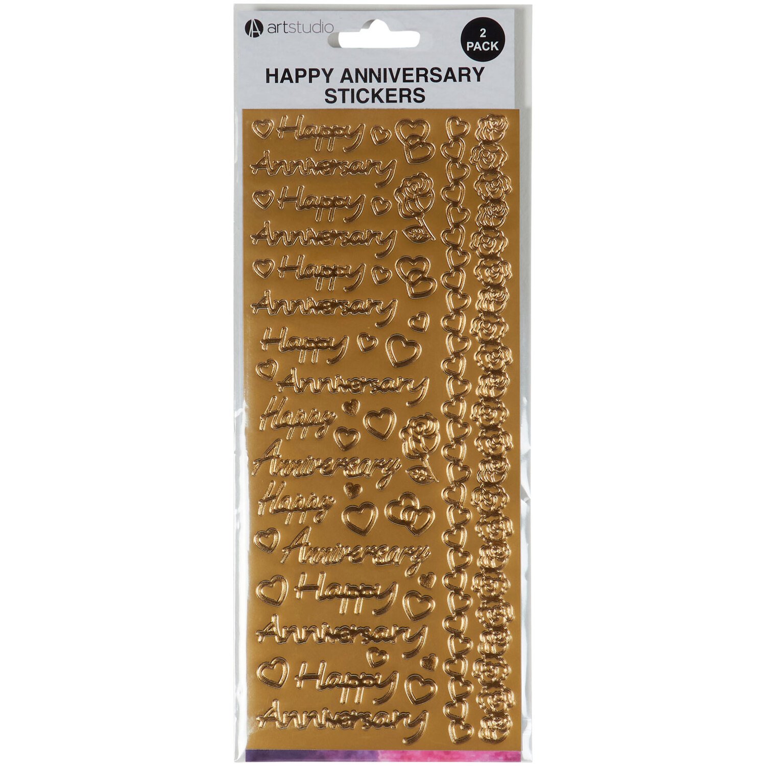 Single Art Studio Happy Anniversary Stickers 2 Pack in Assorted styles Image