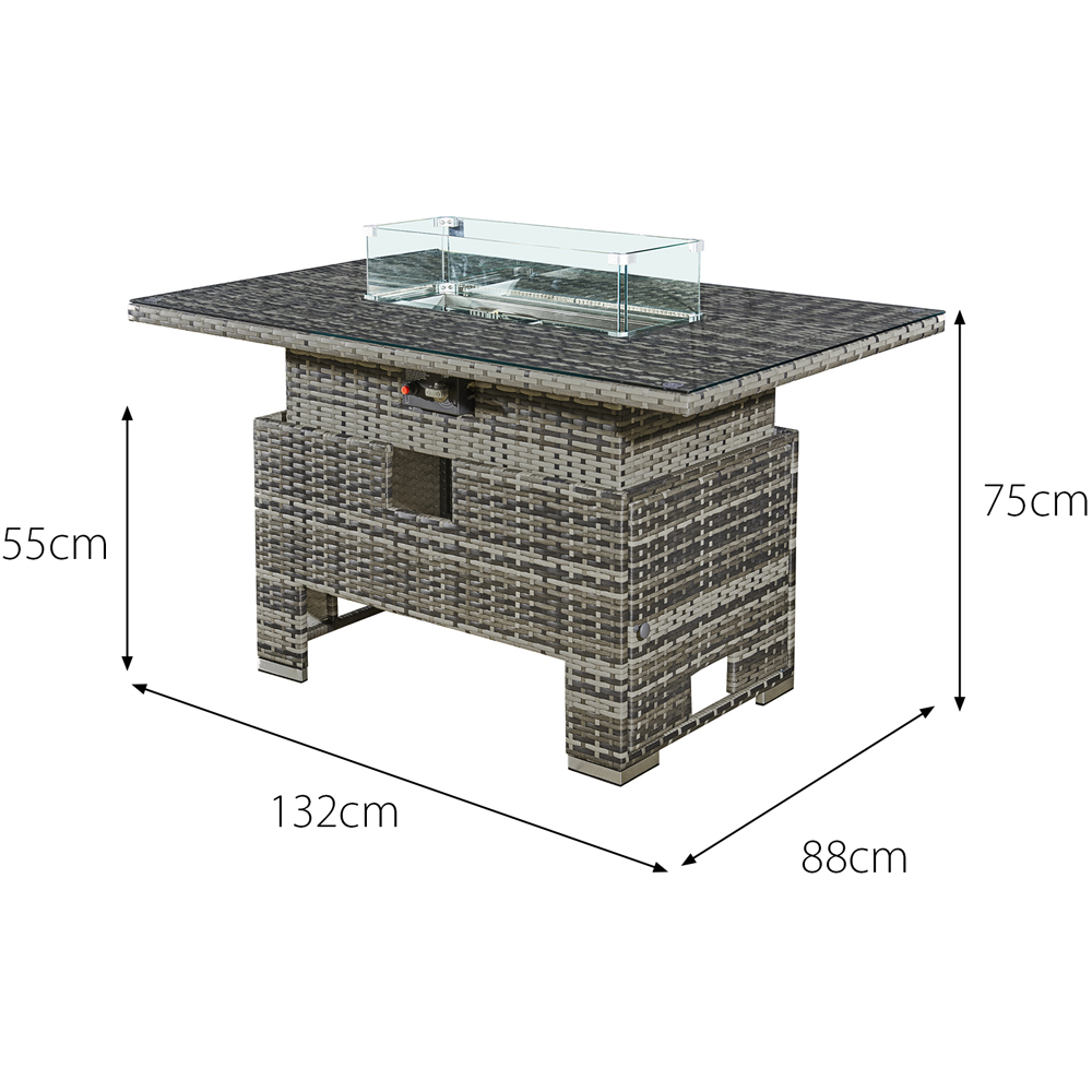 RoyalFire Icarus Walnut Grey Rattan Rising Firepit Table Image 6