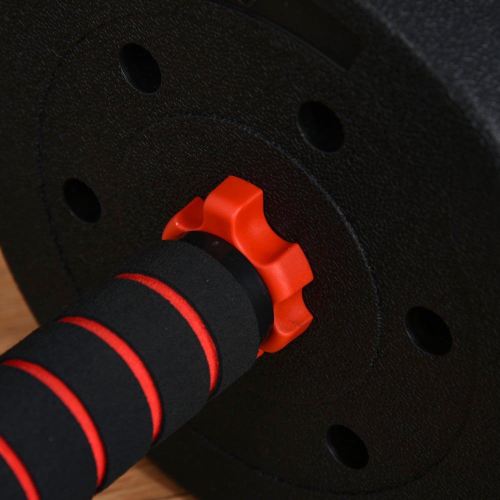 HOMCOM 2 in 1 Black Adjustable Dumbbell Weight Set 25kg Image 3