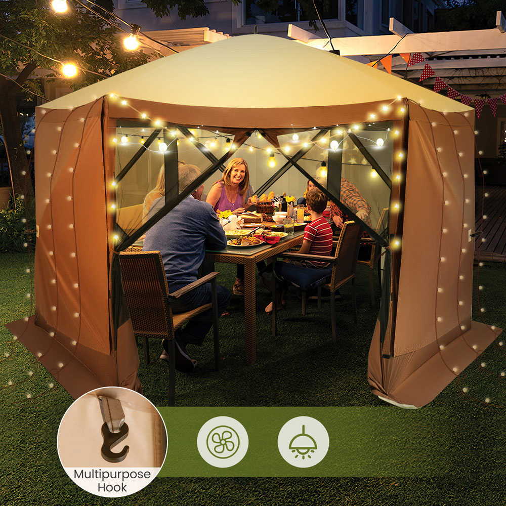 Costway 6 Sided Coffee Pop-up Gazebo Tent Image 6