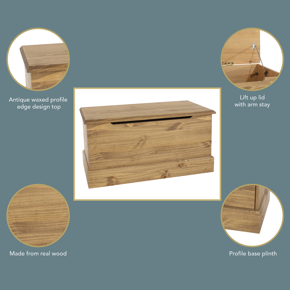Core Products Cotswold Pine Ottoman Storage Trunk Image 6